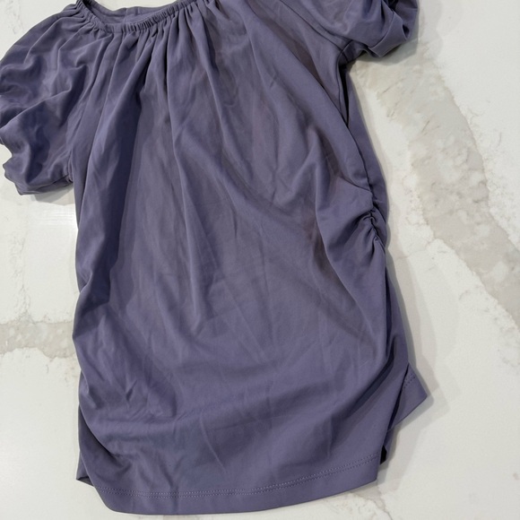 Anthropologie NWT Ruched Puff Cap Short Sleeve Top Women’s XS Lavender Purple - Picture 5 of 10